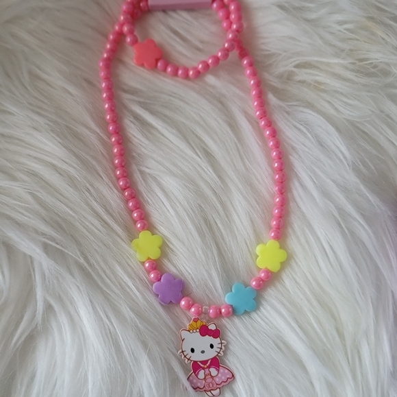 Hello Kitty Other - Hello Kitty Necklace and Bracelet Kids Set Beaded new